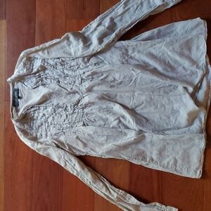 TYSA flowy pintuck cotton blouse light taupe color